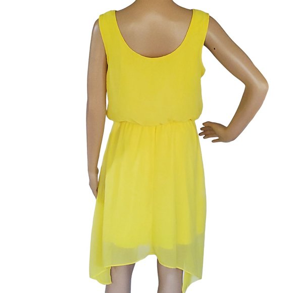Yellow Beaded Sleeveless Sundress Women's Medium Lined Flared City Triangle - Picture 8 of 11